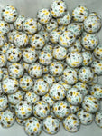 Bee Print Silicone Beads - 10 Per Bag