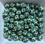 Green Spots Print Silicone Beads - 10 Per Bag