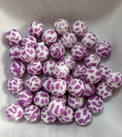 Purple Cow Print Silicone Beads - 10 Per Bag